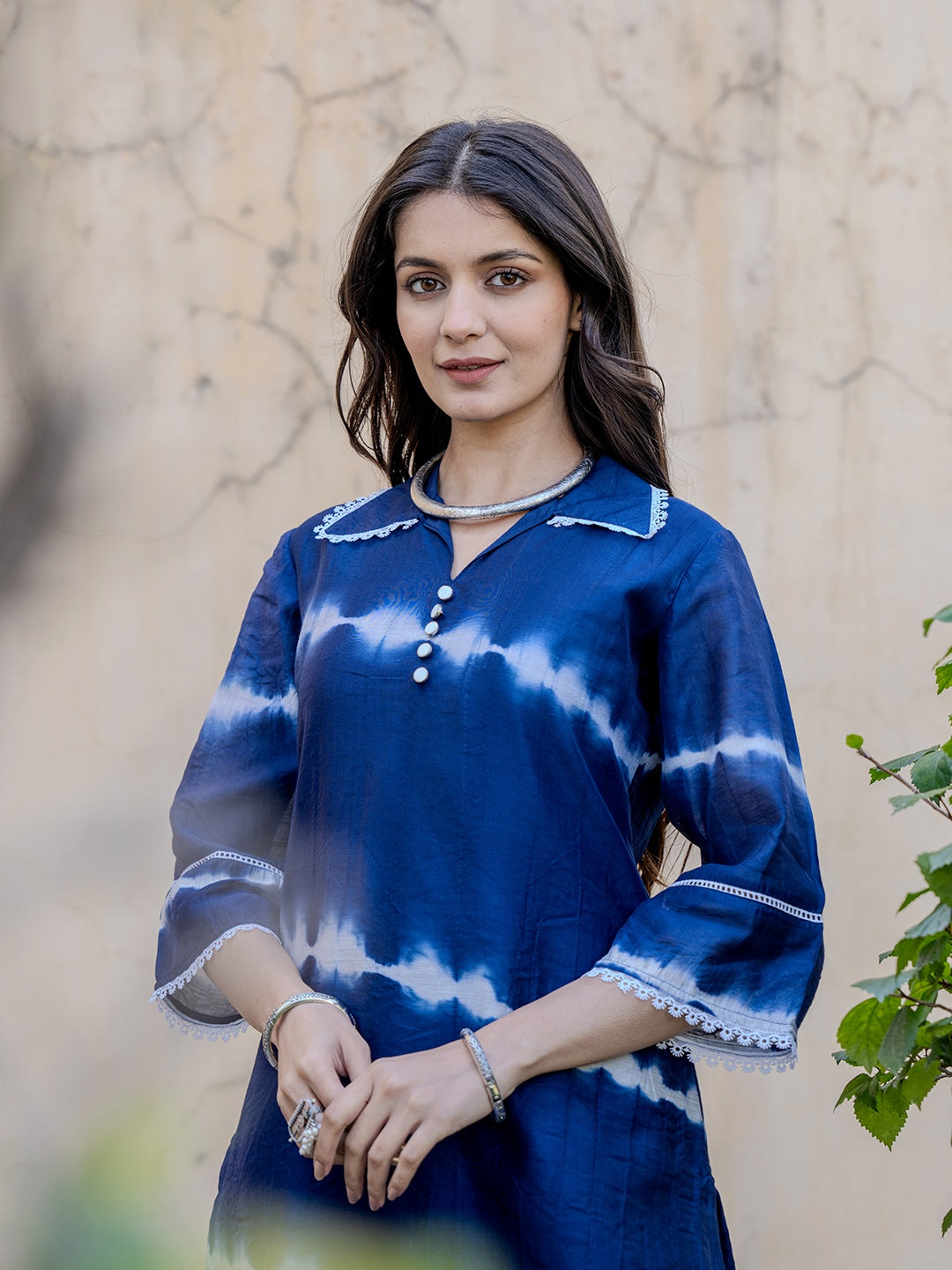 Blue Chanderi Silk Tie Dye Co Ord Set