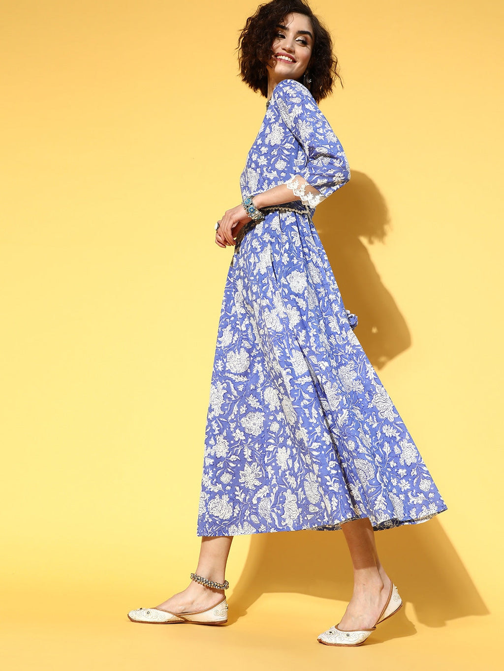 Blue Floral Ethnic Dress