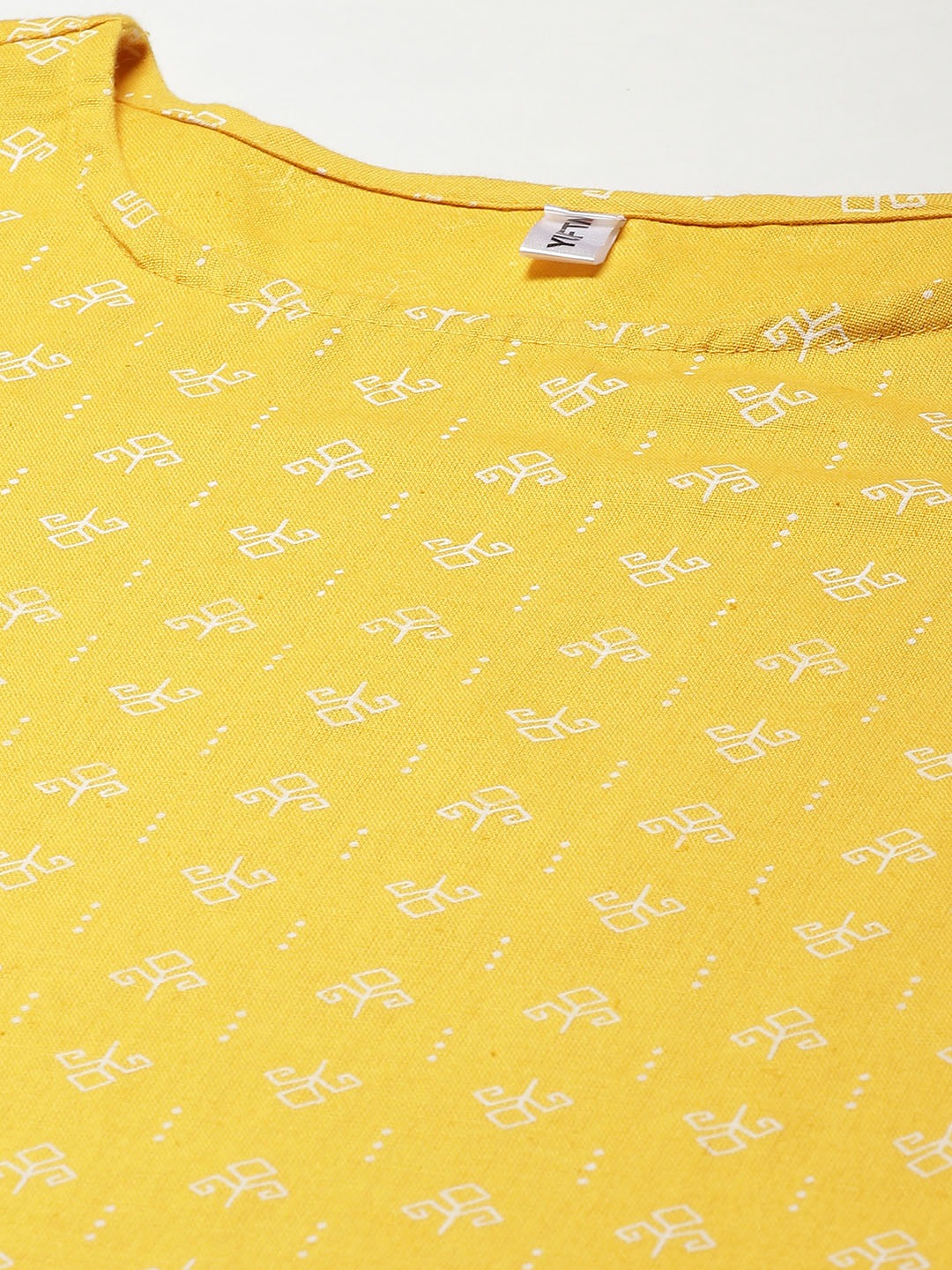 Mustard & Offwhite Printed Dupatta Set