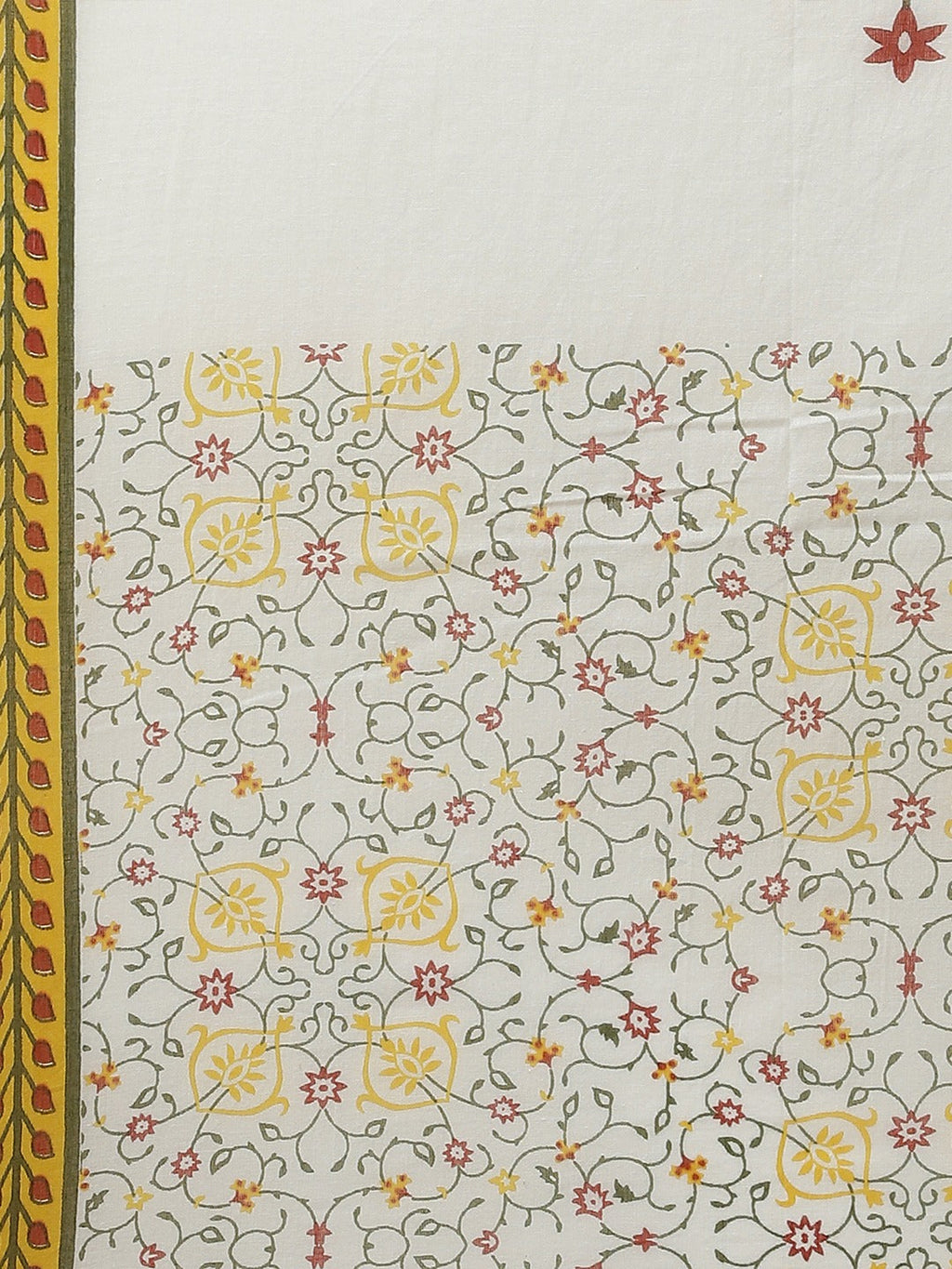 Mustard & Offwhite Printed Dupatta Set