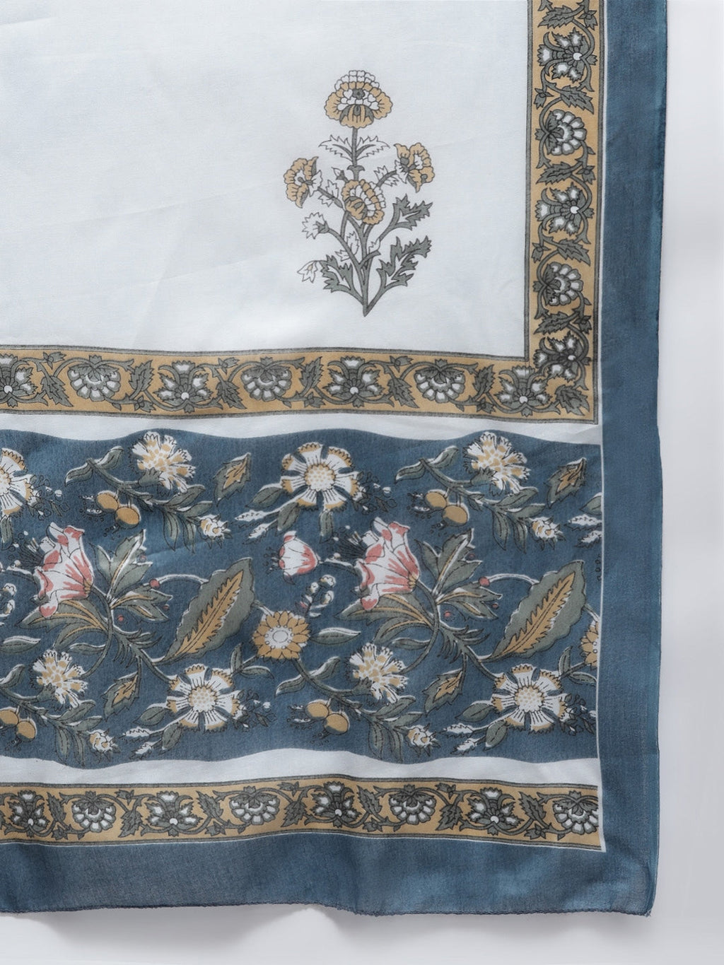 Navy Blue Ethnic Motifs Printed Dupatta Set