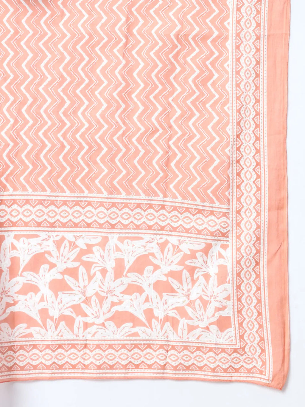 Orange Floral Sequins Work Straight Kurta Trouser And Dupatta Set