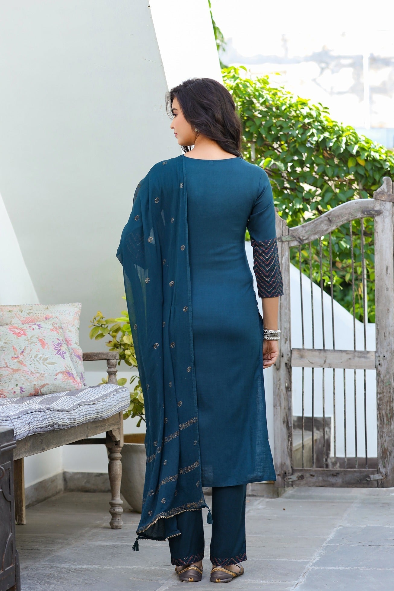 Rama Green Dupatta Set
