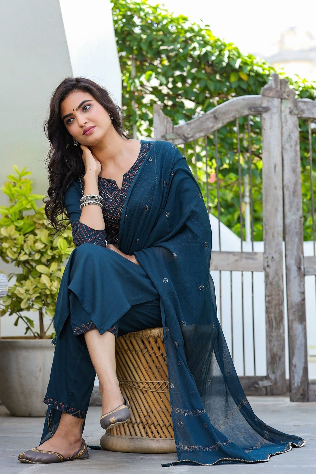 Rama Green Dupatta Set