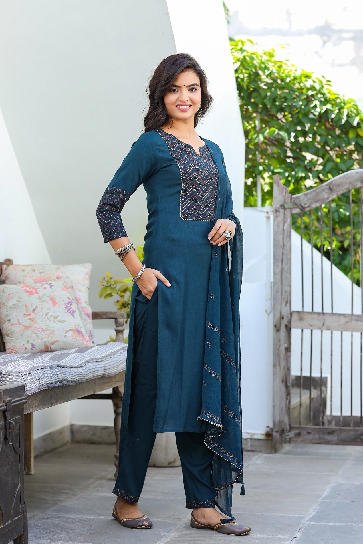 Rama Green Dupatta Set