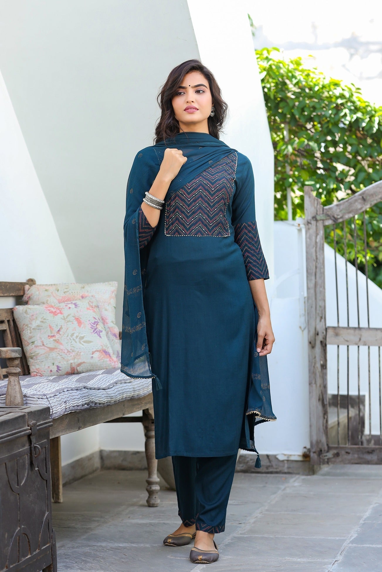 Rama Green Dupatta Set