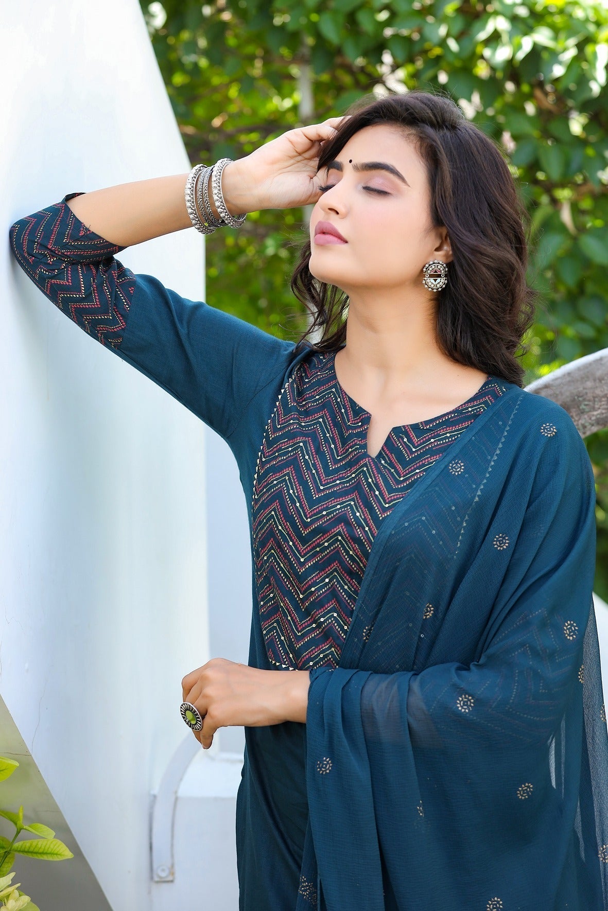 Rama Green Dupatta Set