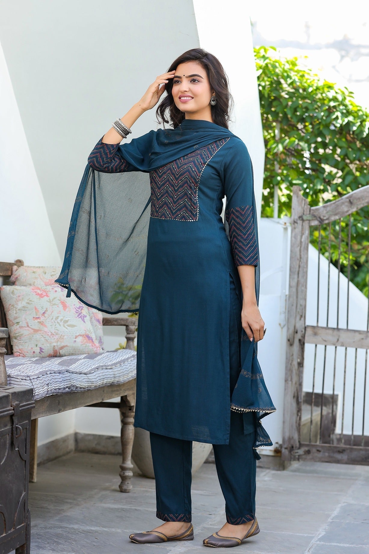 Rama Green Dupatta Set