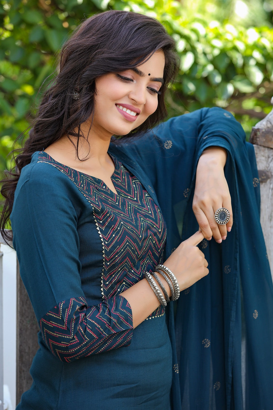 Rama Green Dupatta Set