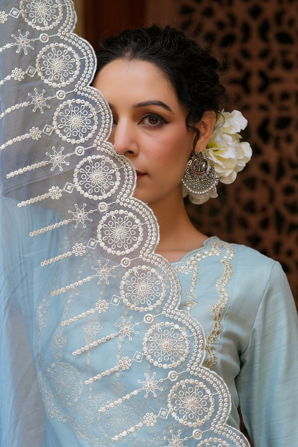 Sky blue kurta dupatta set
