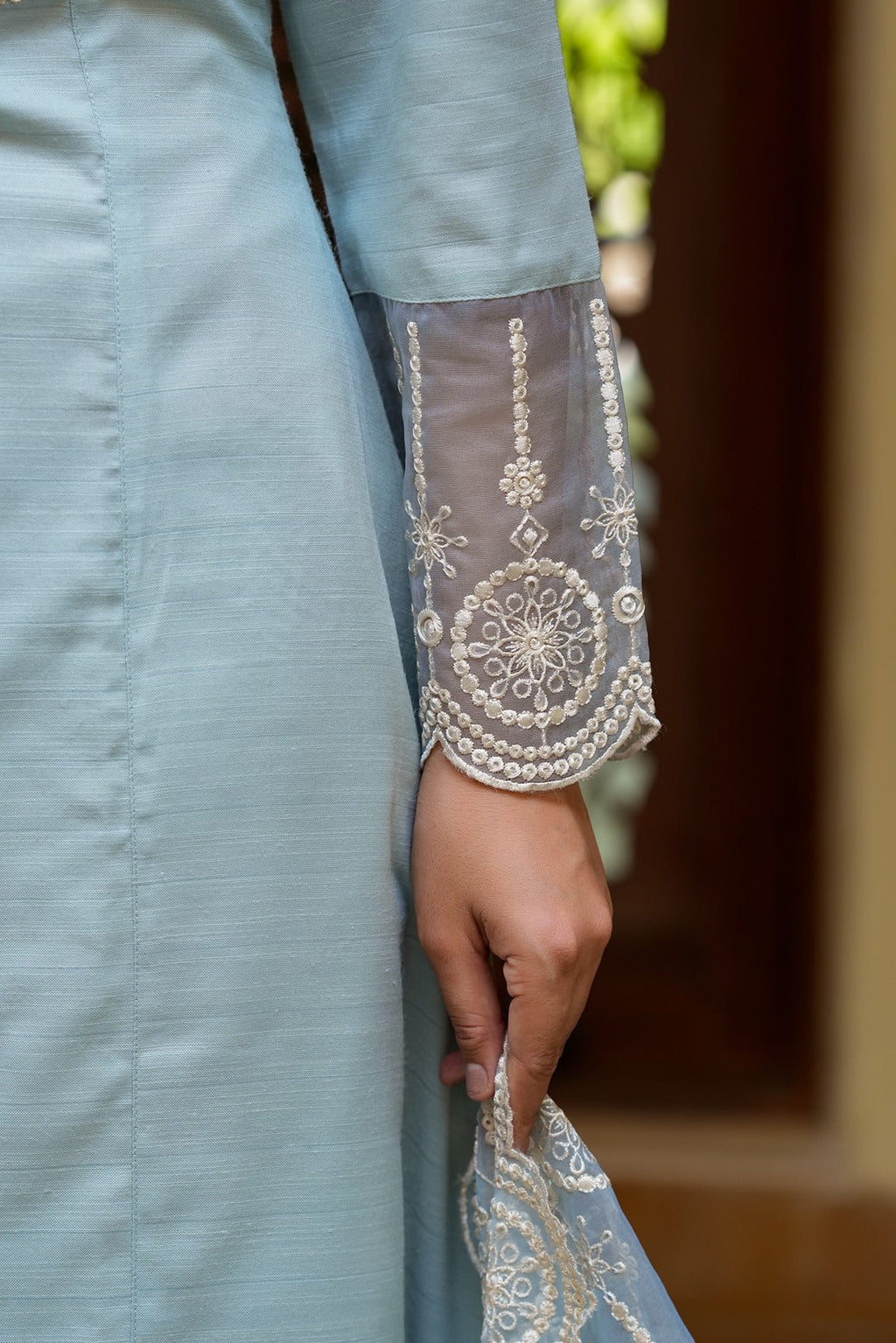 Sky blue kurta dupatta set