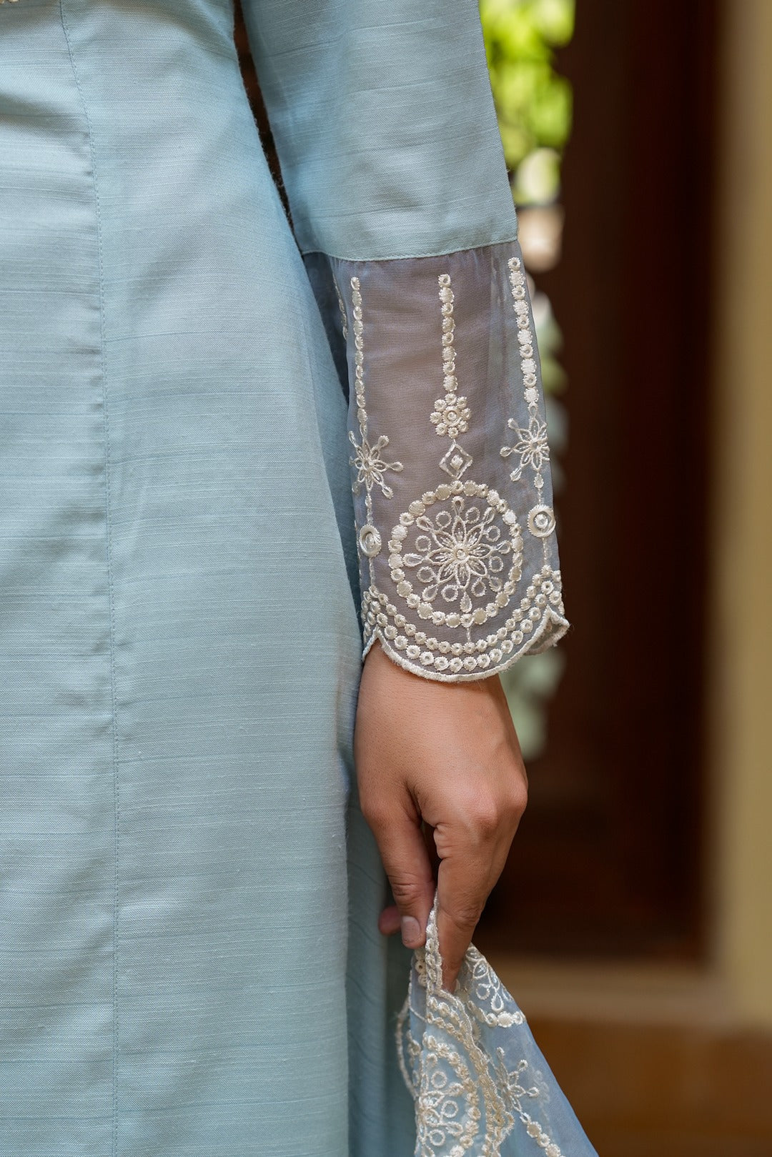 Sky blue kurta dupatta set
